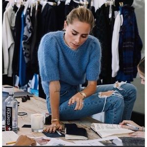 Anine Bing Cornflower blue knit short sleeve Nicolette sweater